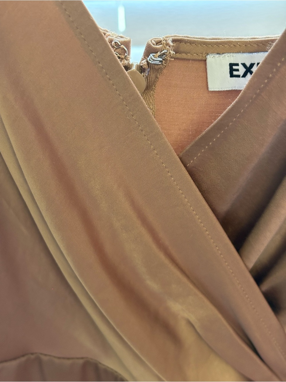 Express Brown Wrap Dress - Warm Brown V-Neck